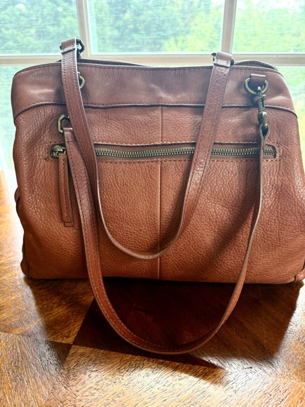 American Leather Company Triple Entry Leather Satchel - Picture 5 of 16